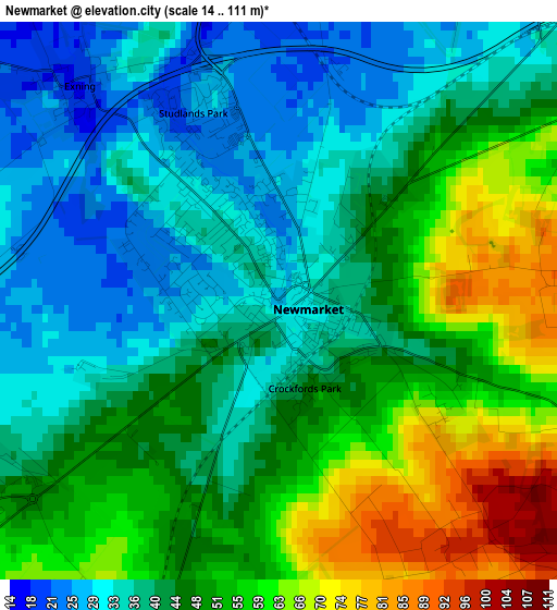 Newmarket elevation map