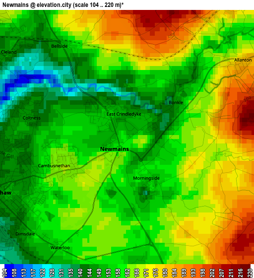 Newmains elevation map