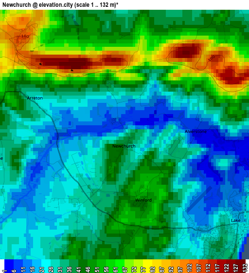 Newchurch elevation map