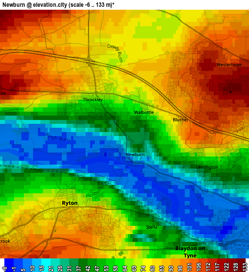 Newburn elevation map