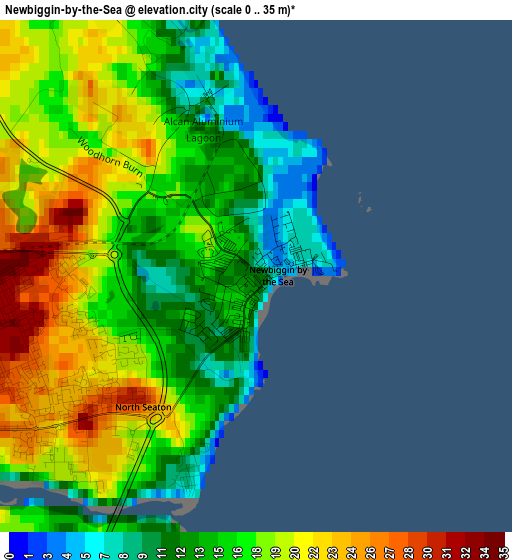 Newbiggin-by-the-Sea elevation map