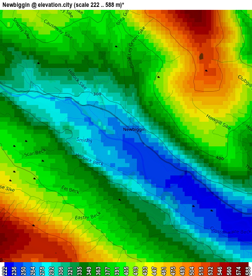 Newbiggin elevation map