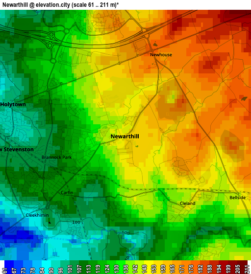 Newarthill elevation map