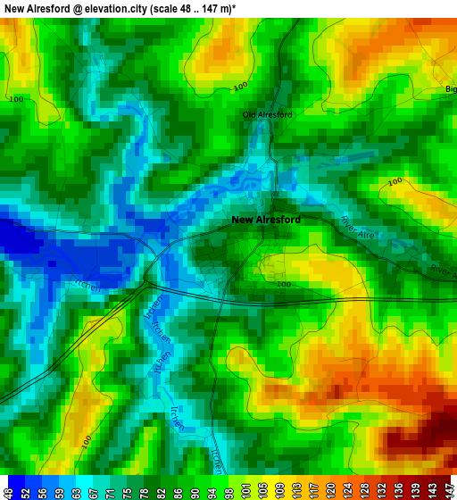 New Alresford elevation map