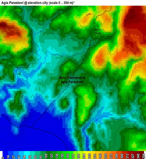 Agía Paraskeví elevation map