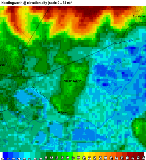 Needingworth elevation map