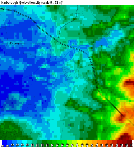 Narborough elevation map