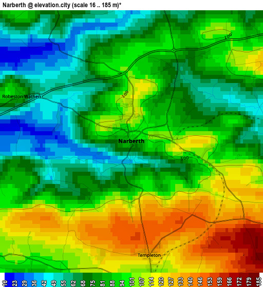 Narberth elevation map