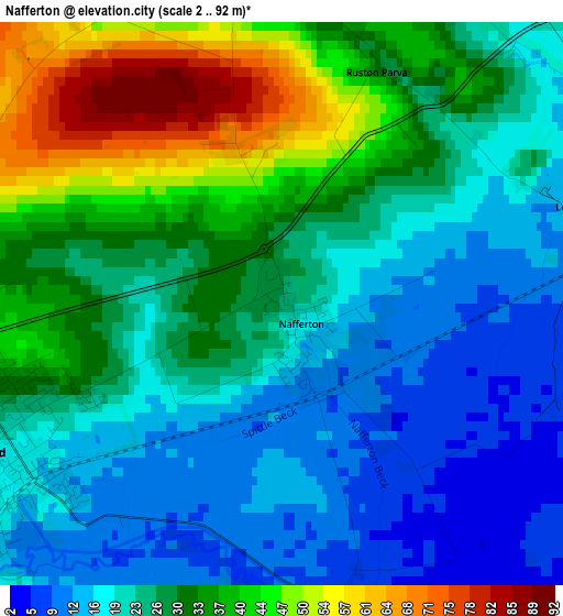 Nafferton elevation map