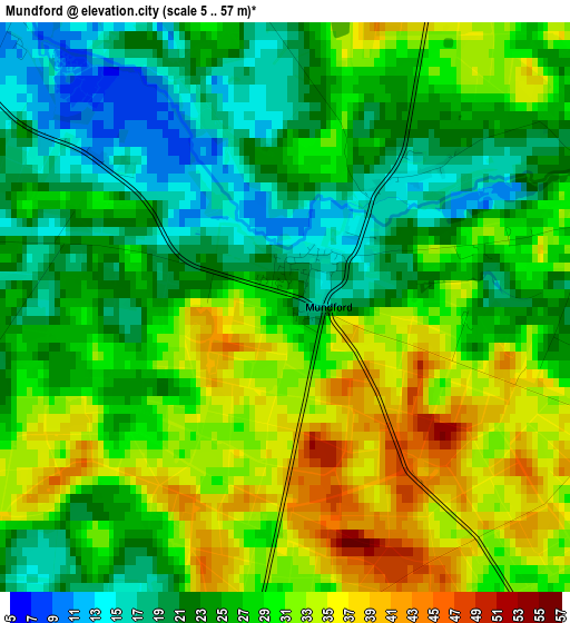 Mundford elevation map