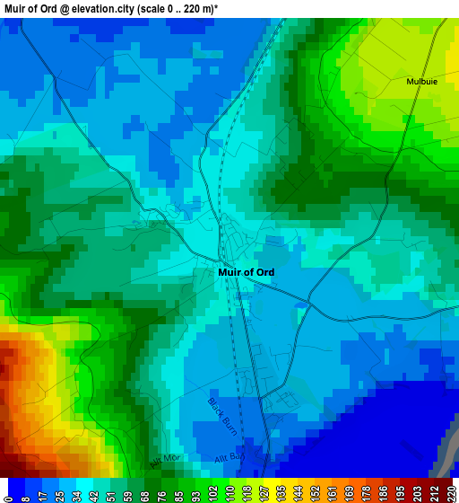 Muir of Ord elevation map