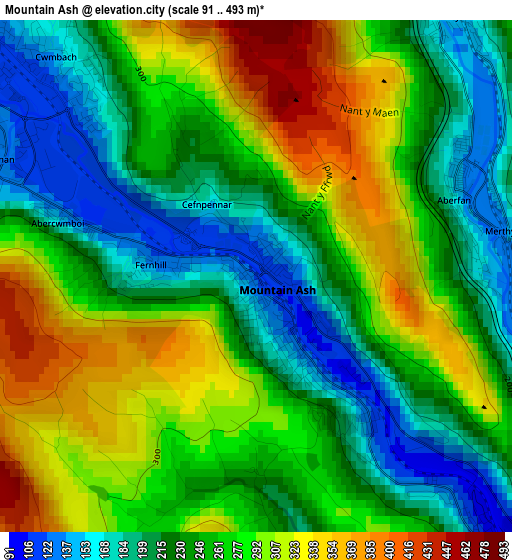 Mountain Ash elevation map