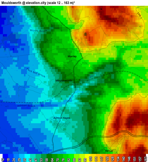 Mouldsworth elevation map