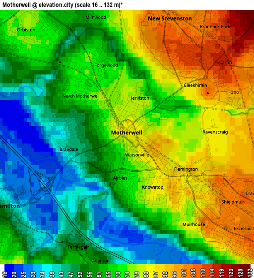 Motherwell elevation map