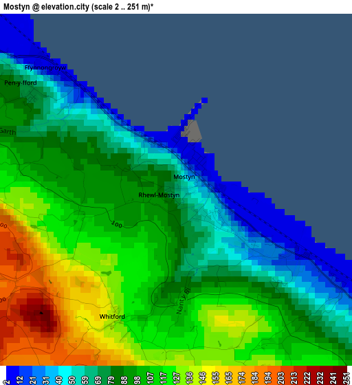 Mostyn elevation map