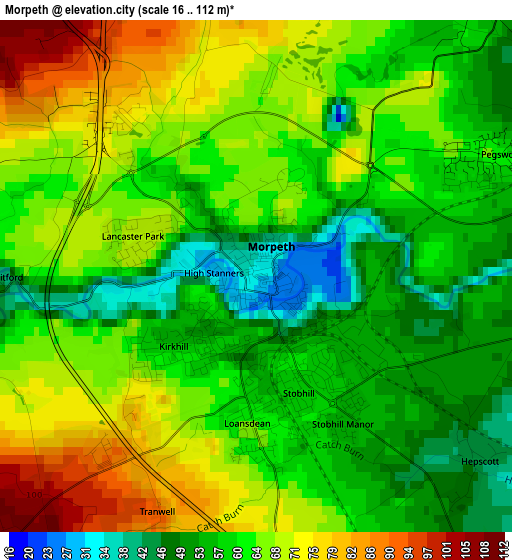 Morpeth elevation map