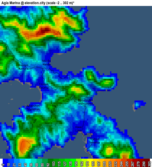 Agía Marína elevation map