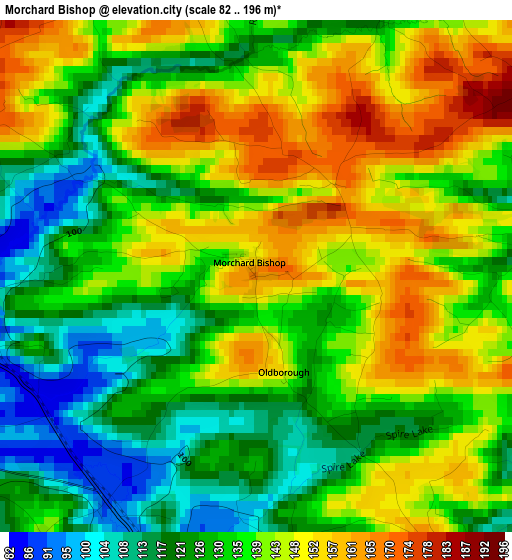 Morchard Bishop elevation map