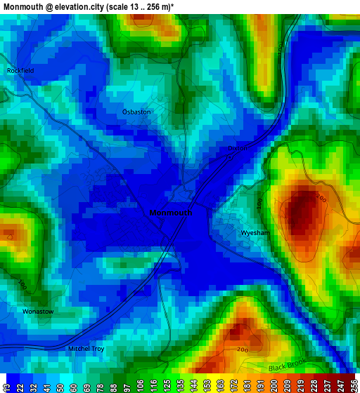 Monmouth elevation map