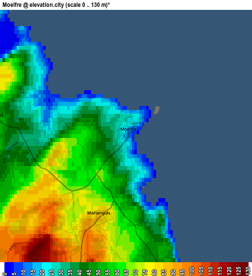 Moelfre elevation map