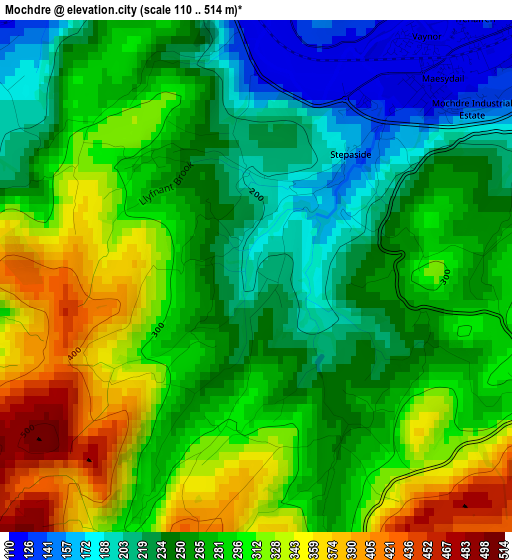 Mochdre elevation map