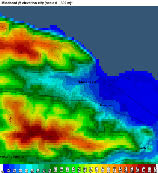 Minehead elevation map