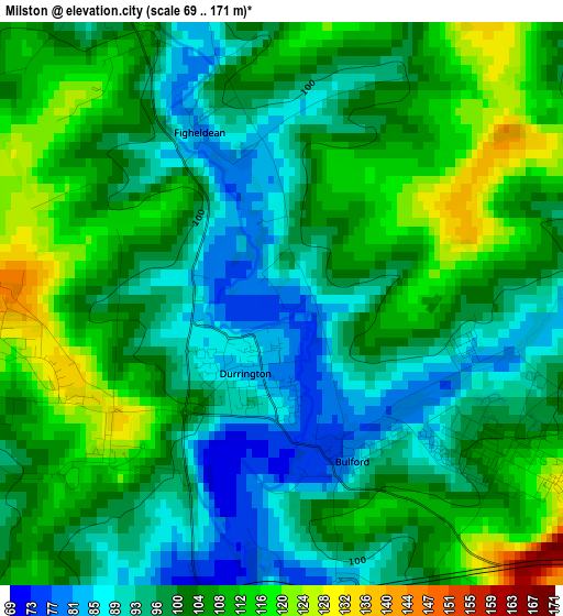 Milston elevation map