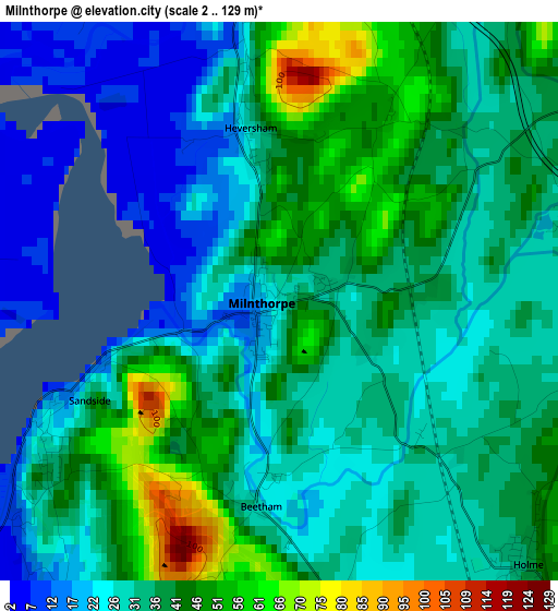 Milnthorpe elevation map