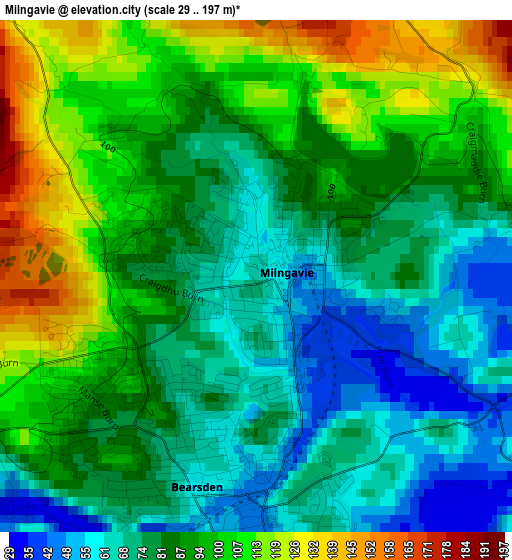 Milngavie elevation map