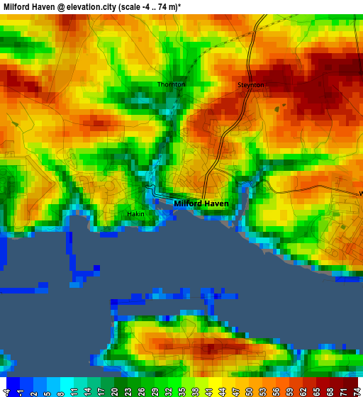 Milford Haven elevation map