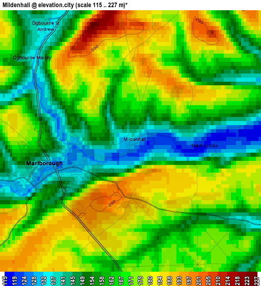 Mildenhall elevation map