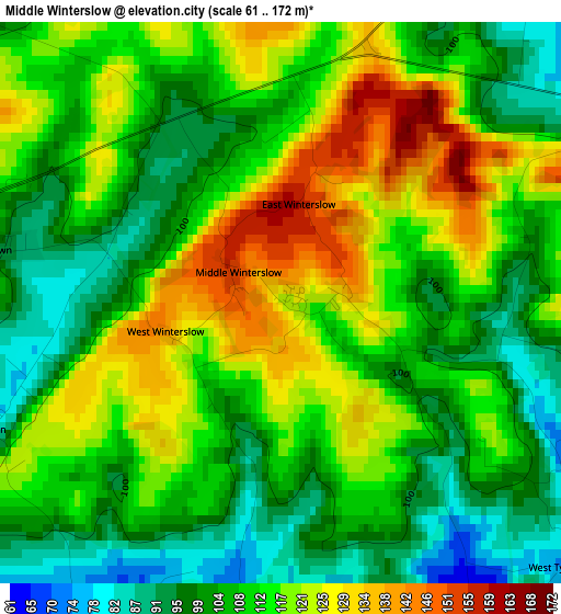 Middle Winterslow elevation map