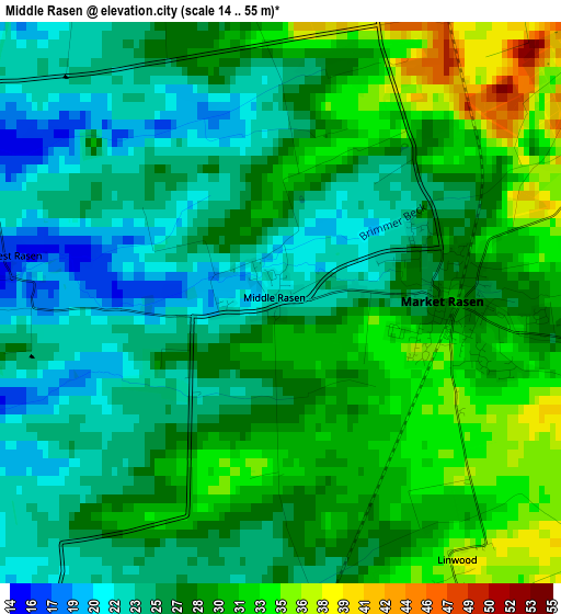 Middle Rasen elevation map