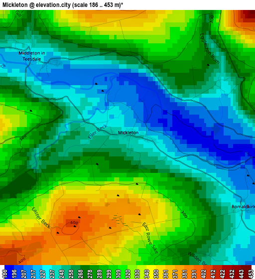 Mickleton elevation map