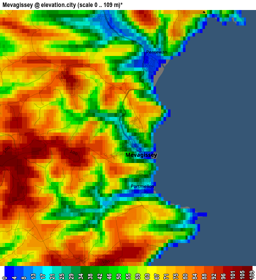 Mevagissey elevation map