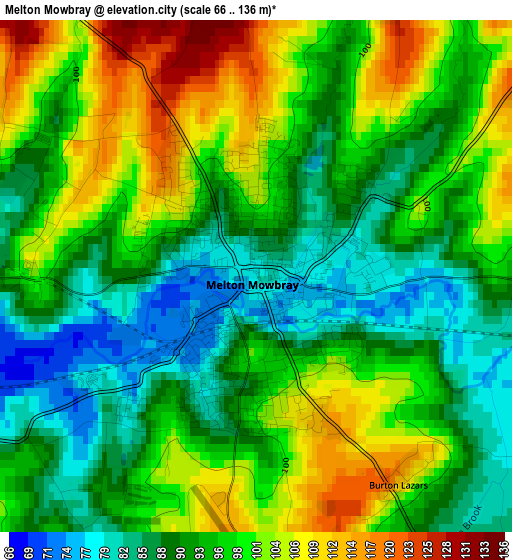 Melton Mowbray elevation map