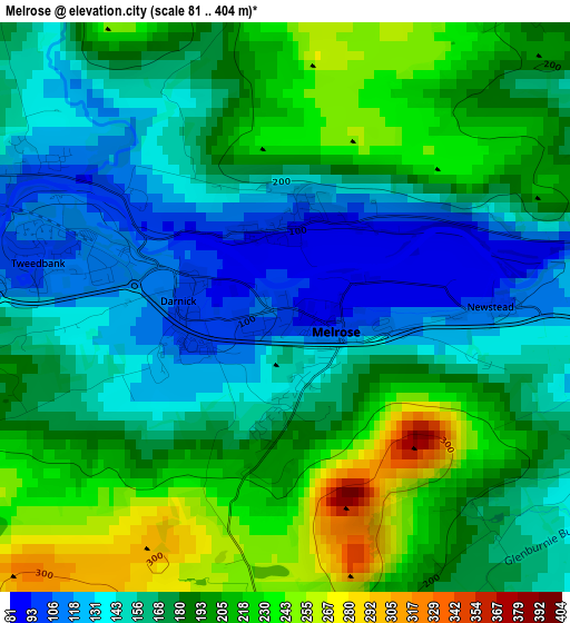 Melrose elevation map