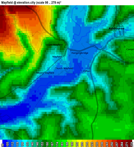 Mayfield elevation map