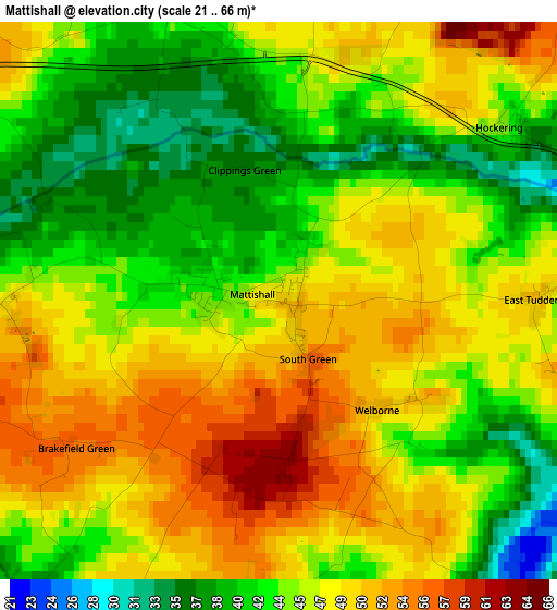 Mattishall elevation map