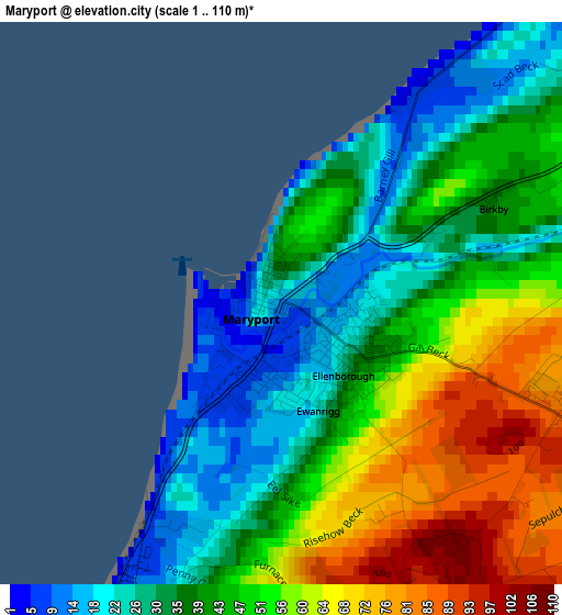 Maryport elevation map