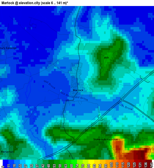 Martock elevation map