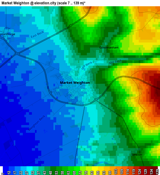 Market Weighton elevation map