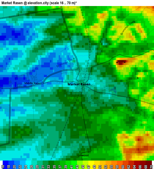 Market Rasen elevation map