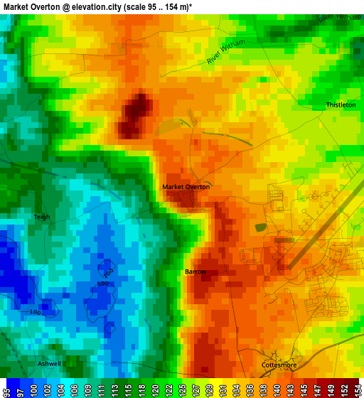 Market Overton elevation map