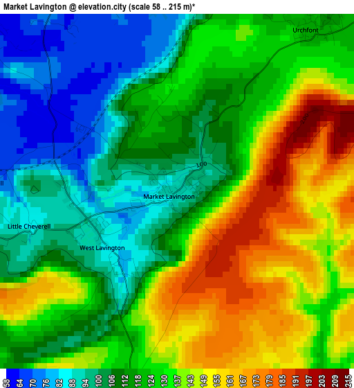 Market Lavington elevation map