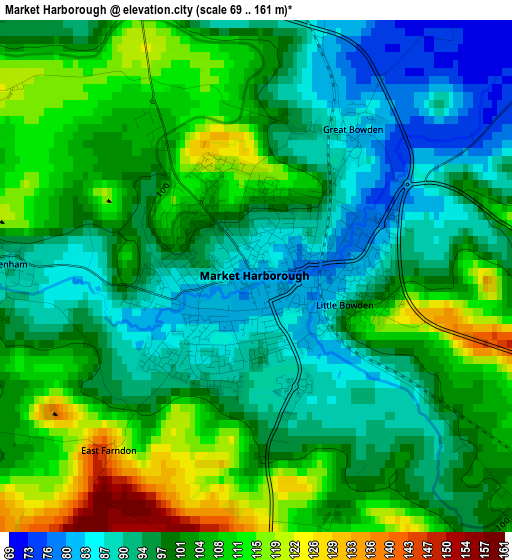 Market Harborough elevation map