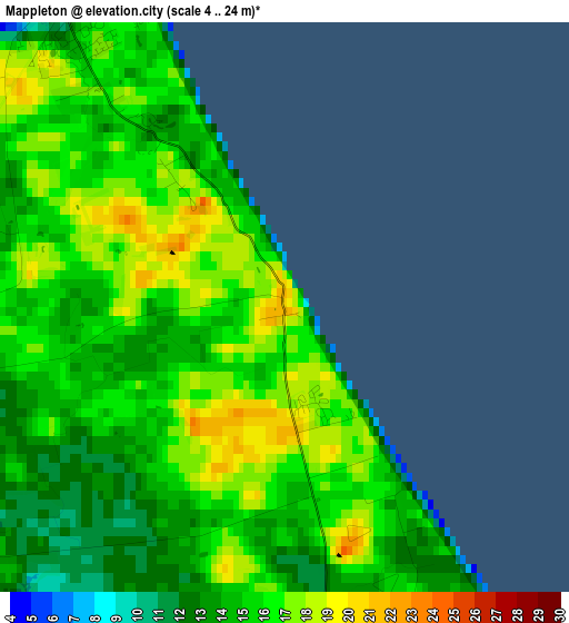 Mappleton elevation map