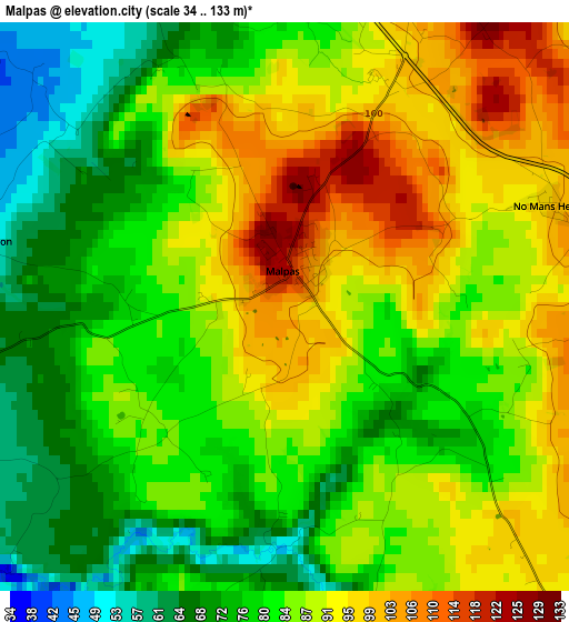 Malpas elevation map