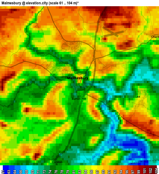 Malmesbury elevation map