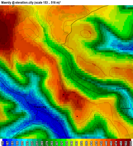 Maerdy elevation map